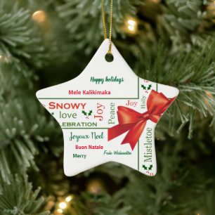 Merry Christmas different languages Ceramic Ornament