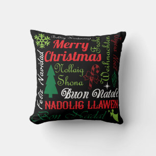Merry Christmas Different Languages   Cushion