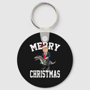 Merry Christmas Dino Donald Trump Dinosaur T-rex X Key Ring
