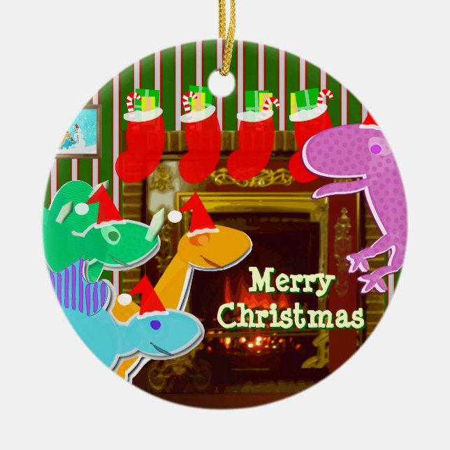 Merry Christmas Dinos Ornament (Front)