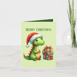 Merry Christmas dinosaur add message Holiday Card