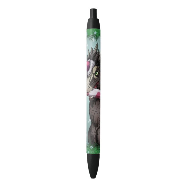 Merry Christmas Dinosaur  Black Ink Pen (Front Vertical)