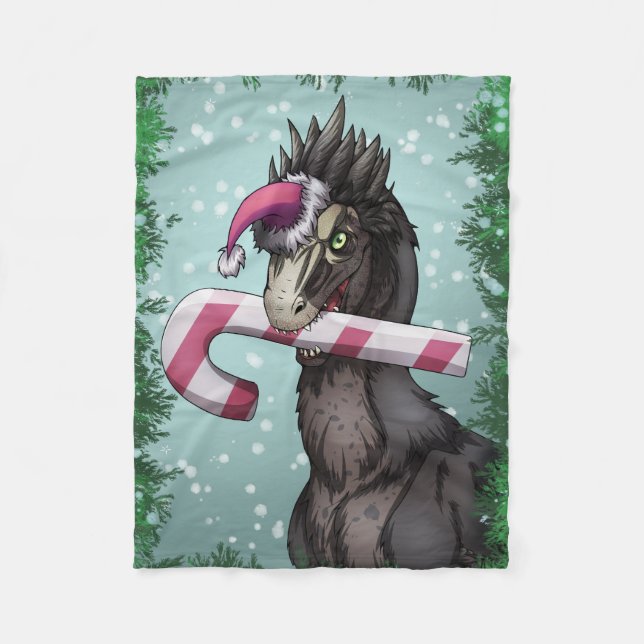 Merry Christmas Dinosaur  Fleece Blanket (Front)
