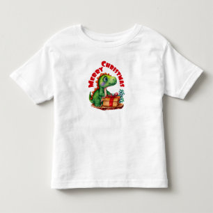 Merry Christmas Dinosaur Kids Toddler T-Shirt