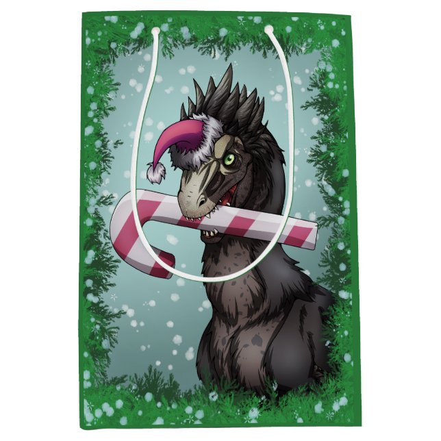 Merry Christmas Dinosaur  Medium Gift Bag (Front)