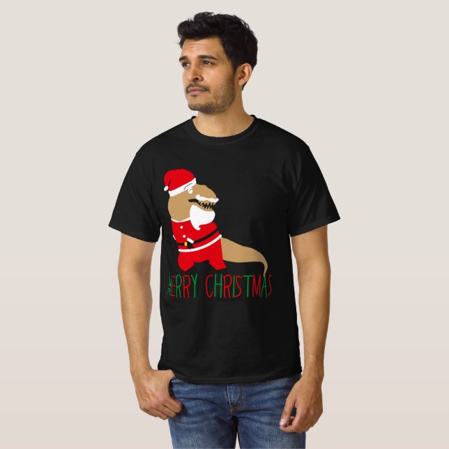 merry christmas dinosaur santa claus t-shirts (Front Full)