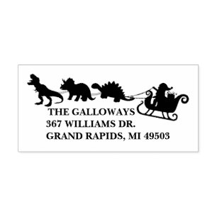 Merry Christmas Dinosaur Santa Sleigh Self-inking Stamp