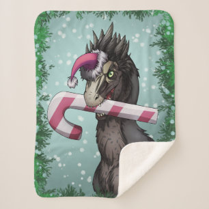 Merry Christmas Dinosaur Sherpa Blanket