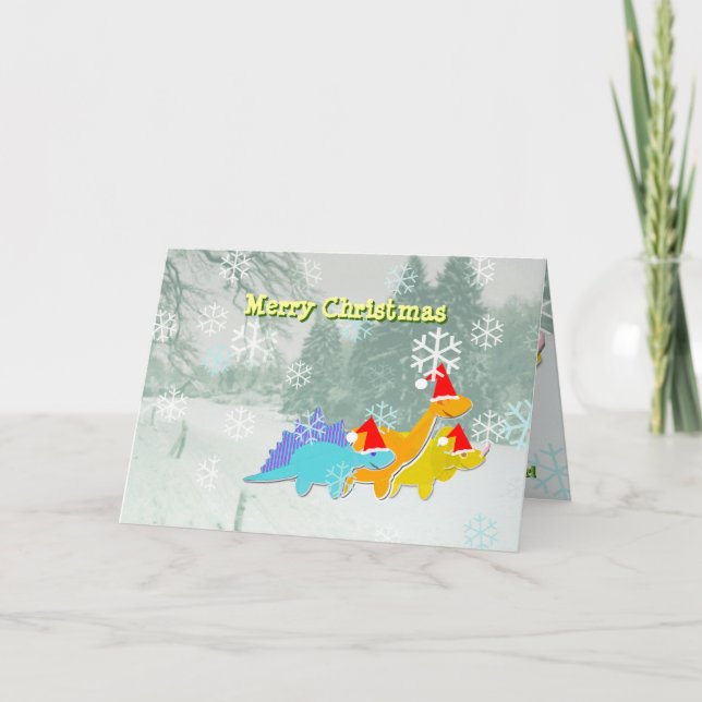 Merry Christmas Dinosaurs Card (Front)