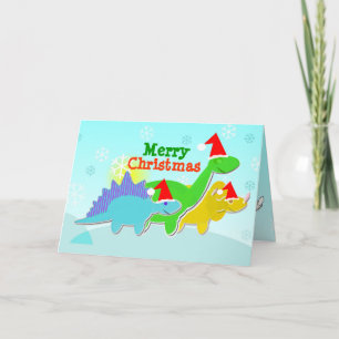Merry Christmas Dinosaurs Card with Colouring