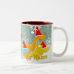 Merry Christmas Dinosaurs Name Mug