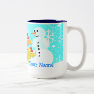 Merry Christmas Dinosaurs & Snowman Name Mug