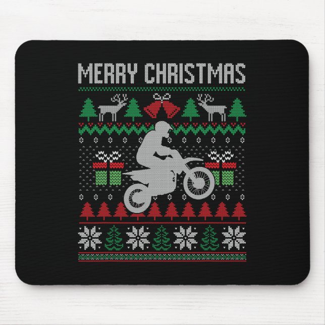 Merry Christmas Dirt Bike Santa Funny Family Match Mouse Pad (Front)