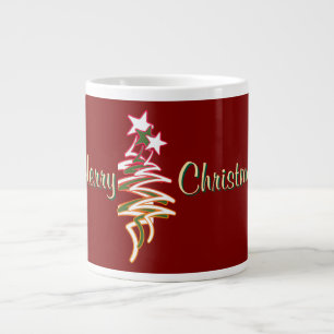 Merry Christmas Dk Red Large Coffee Mug