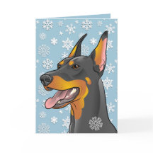Merry Christmas Doberman Dog Customisable Card