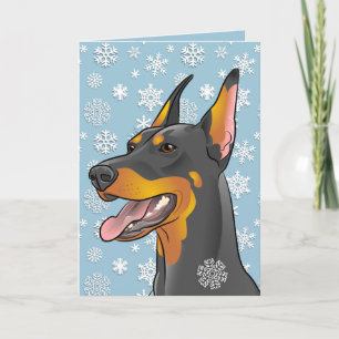 Merry Christmas Doberman Dog Customisable Card