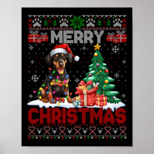 Merry Christmas Doberman Pinscher Lover Ugly Xmas Poster