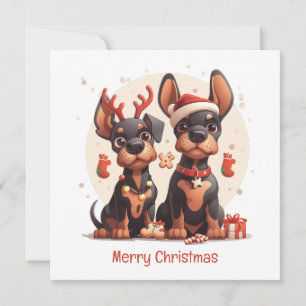 Merry Christmas Dobermann Dogs Holiday Card