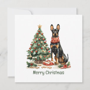 Merry Christmas Dobermann Dogs Holiday Card
