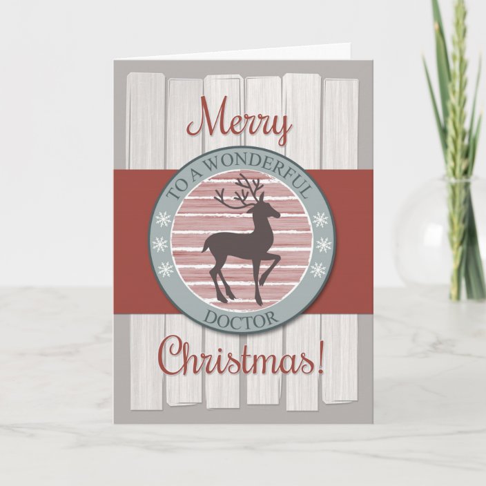 Merry Christmas Doctor with Rustic Reindeer Holiday Card | Zazzle.com.au