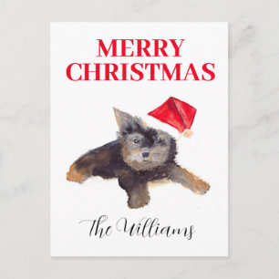 Merry Christmas Dog Animal Pet Elegant watercolor Postcard