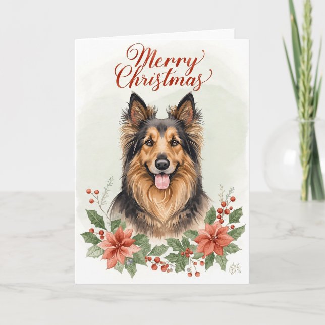 Merry Christmas Dog Festive Holiday Greeting Card (Front)