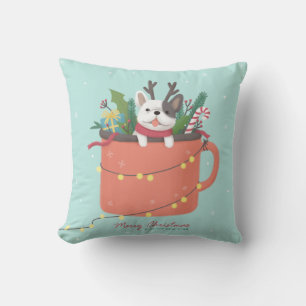 Merry Christmas: Dog Illustration Art Cushion