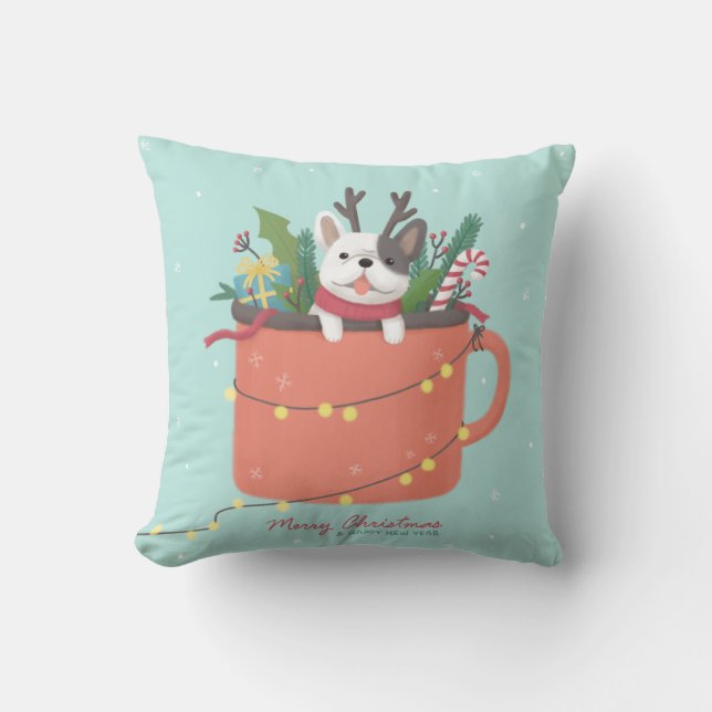 Merry Christmas: Dog Illustration Art Cushion (Front)