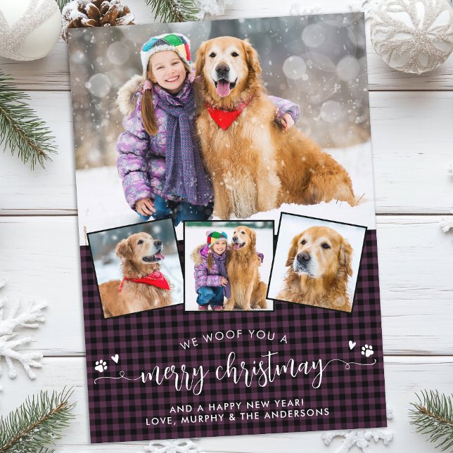 Merry Christmas Dog Lover Farmhouse Photo Collage Holiday Card (Creator Uploaded)