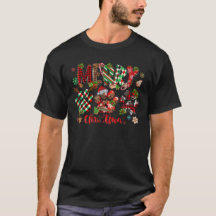Merry Christmas Dog Paws Lights Buffalo Plaid Leop T-Shirt