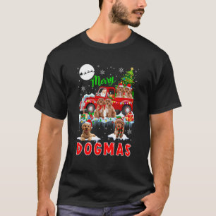 Merry Christmas Dog Santa Carrying Cockapoos On Pi T-Shirt