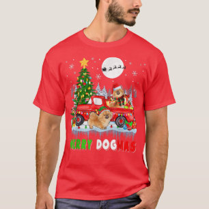 Merry Christmas Dog Santa Elf Pekingeses On Pickup T-Shirt
