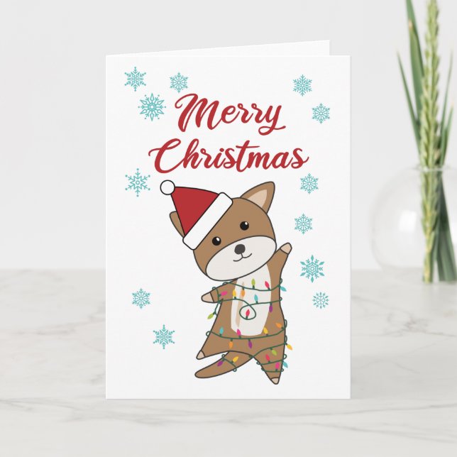Merry Christmas Dog Snow Winter Puppy Wauwau Card (Front)