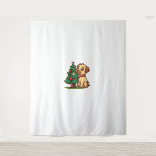 Merry Christmas Dog with nice Tree for Adults and  Tapestry