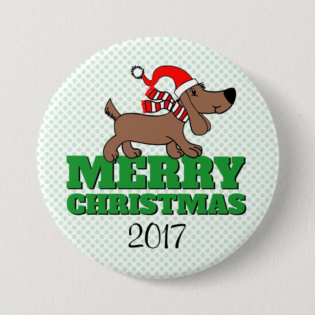 Merry Christmas Doggie Large, 3 Inch Round Button (Front)
