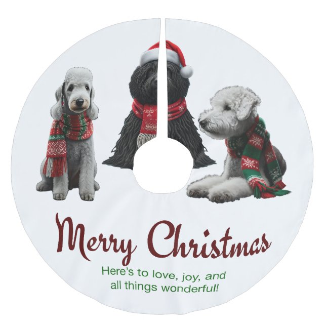 Merry Christmas Dogs Brushed Polyester Tree Skirt (Front)