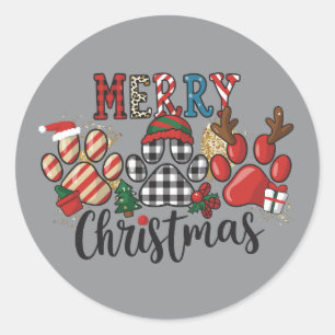 Merry Christmas Dogs Dog Mum Paws Classic Round Sticker