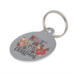 Merry Christmas Dogs Dog Mum Paws Pet Tag