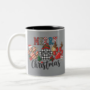 Merry Christmas Dogs Dog Mum Paws  Two-Tone Coffee Mug