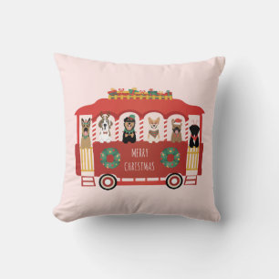 Merry Christmas Dogs Holiday Trolly Cushion