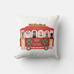 Merry Christmas Dogs Holiday Trolly Cushion