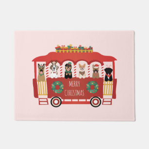 Merry Christmas Dogs Holiday Trolly Doormat