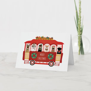 Merry Christmas Dogs Holiday Trolly Foil Greeting Card