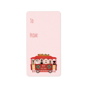 Merry Christmas Dogs Holiday Trolly Label