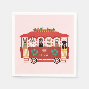 Merry Christmas Dogs Holiday Trolly Napkin