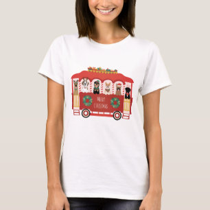Merry Christmas Dogs Holiday Trolly T-Shirt