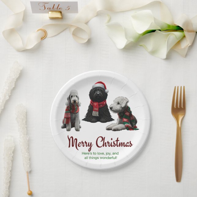Merry Christmas Dogs Paper Plate (Wedding)