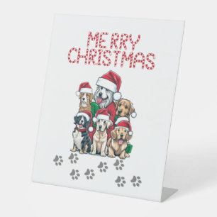 Merry Christmas dogs Pedestal Sign