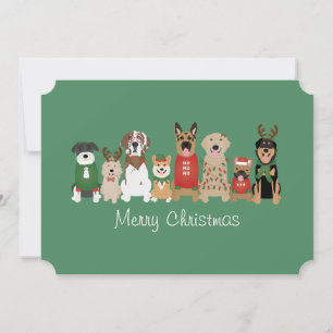 Merry Christmas Dogs Red Green Holiday Card