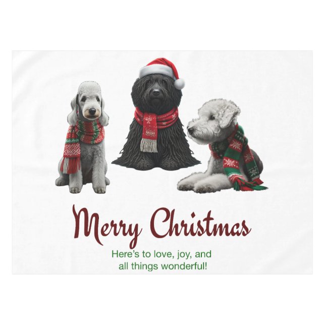 Merry Christmas Dogs Tablecloth (Front (Horizontal))